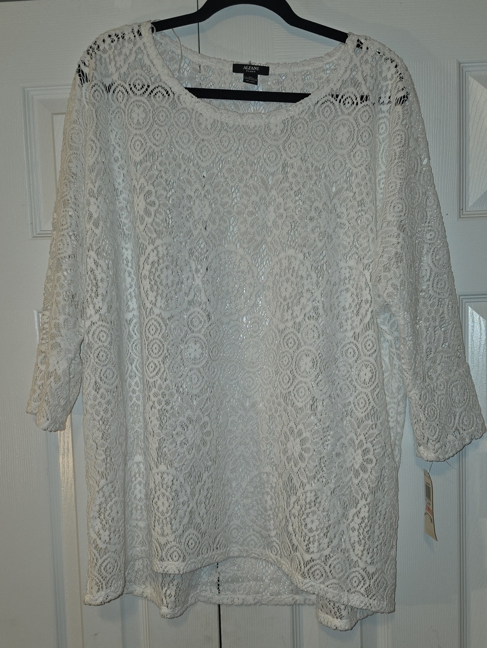 Alfani White Crochet Lace Coverup - Sheer Floral Knit
